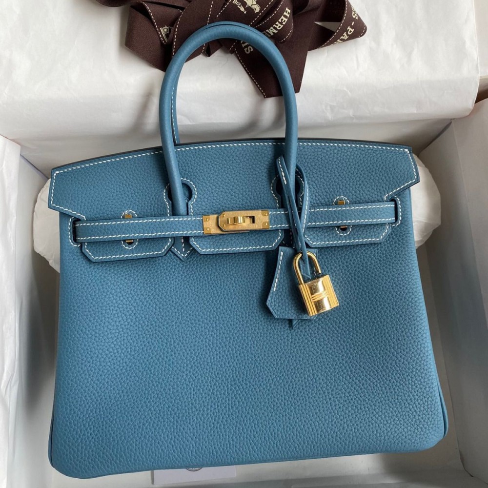 High Quality Replica Hermes Birkin 25 Handmade Bag In Blue Jean Clemence Leather $ 479 USD