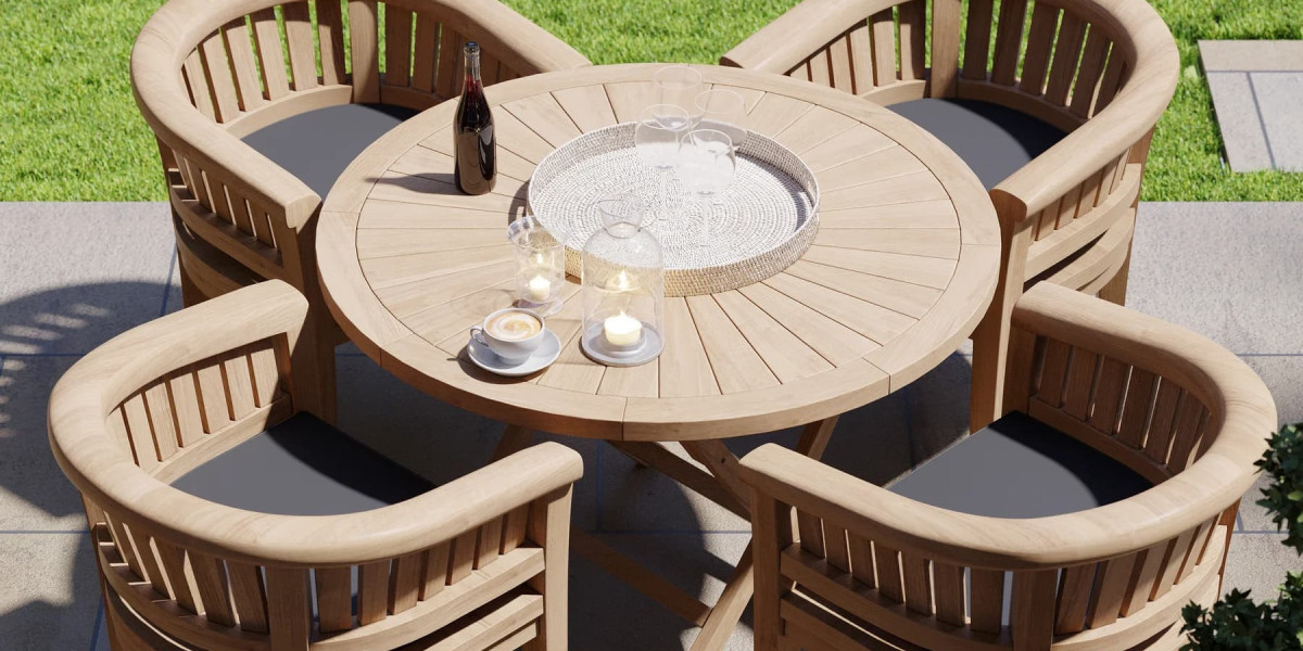 Perfekt für Familien: Gartenmöbel-Set mit rundem Tisch & 4 Stühlen